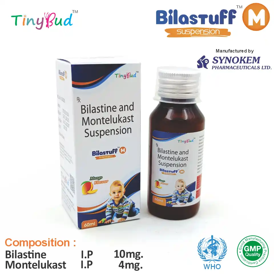 Bilastine 10mg/5ml + Montelukast 4mg/5ml Suspension at Best Price in PCD Pharmacia Franchise for Antihistamine and Allergic Rhinitis, Urticaria